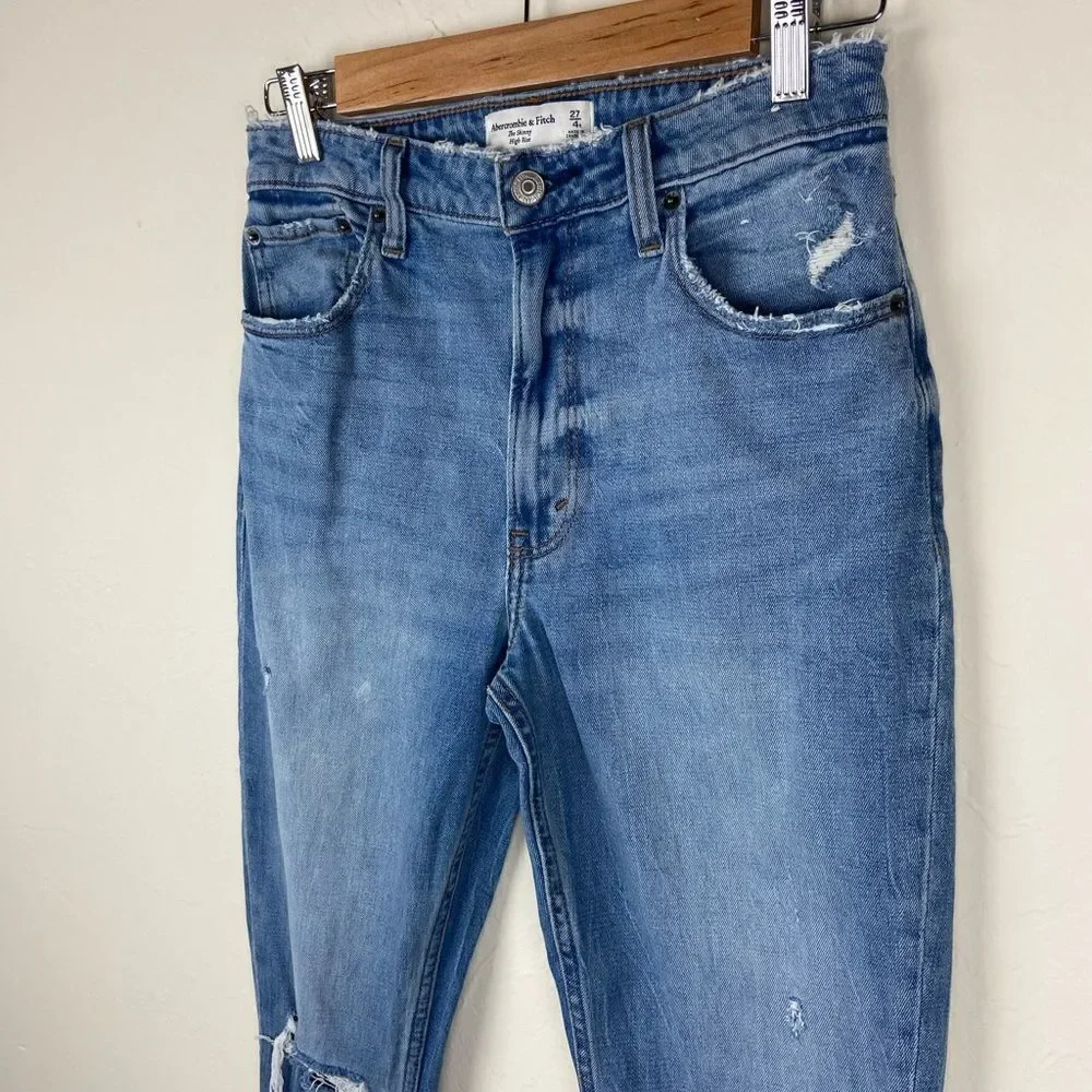 Abercrombie & Fitch Skinny High-Rise Curve Love Distressed Jeans